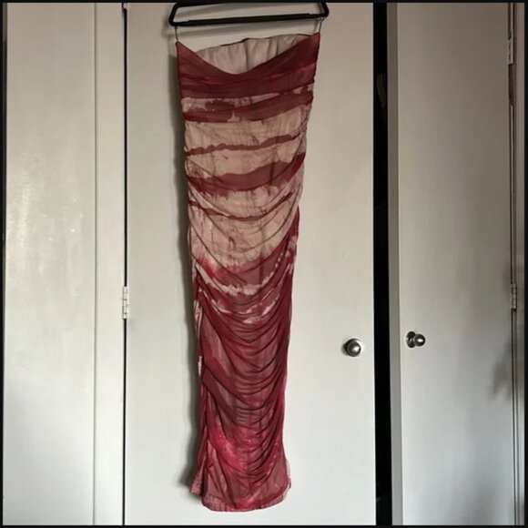 ZARA PRINTED MESH TUBE MIDI DRESS - Picture 6 of 6